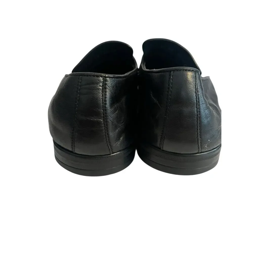 ERMENEGILDO ZEGNA L'Asola Penny Loafers •Men US 8.5•Black Lambskin Leather Italy
